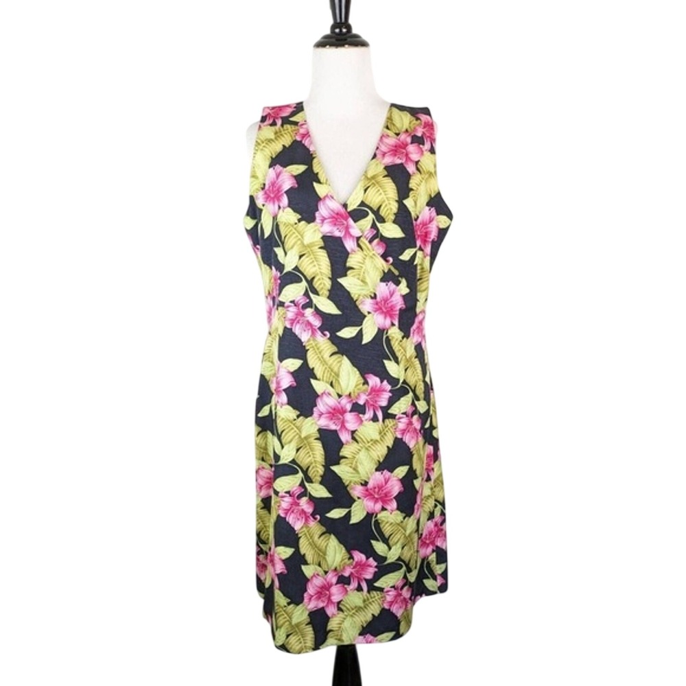 Tommy Bahama Vintage Womens Size 10 Silk Hawaiian Floral Aloha Dress